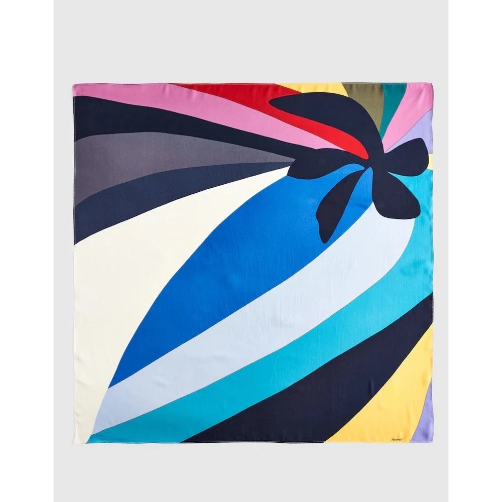 Madewell 100% Silk Bandana Scarf Abstract Floral Multi Color NS765 NEW